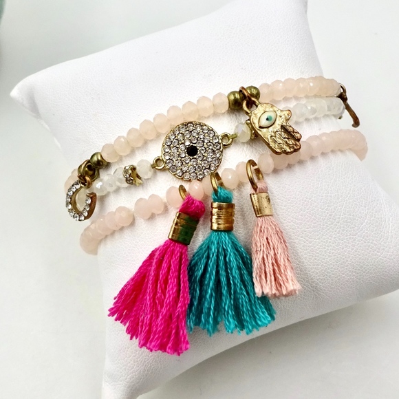 Unbranded Jewelry - CRYSTAL BEAD TASSEL STRETCH BRACELETS